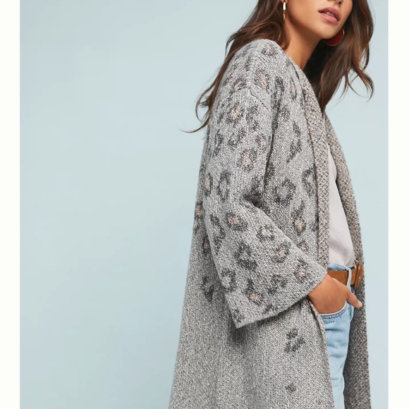 cupcakes and cashmere grey leopard intarsia cardigan - Picture 10 of 11
